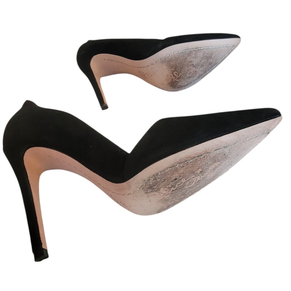 Alice + Olivia Black Suede Pointed Toe D'Orsay Pumps Heels Made in Brazil 37.5 - Picture 4 of 5